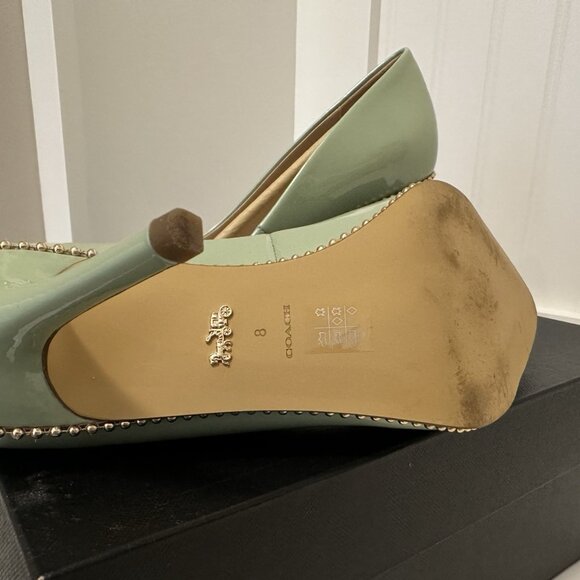Coach Waverly Beaded Trim Pump Size 8 Pale Pistachio heels stiletto EUC / Box - Picture 6 of 6